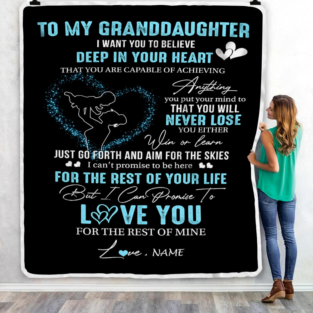 Personalized To My Granddaughter Blanket From Grandma Nana Promise To Love You Granddaughter Birthday Graduation Christmas Bed Fleece Throw Blanket | teecentury