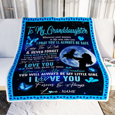 Personalized To My Granddaughter Blanket From Grandma Nana Wherever Your Journey My Little Girl Granddaughter Birthday Christmas Customized Fleece Blanket | teecentury