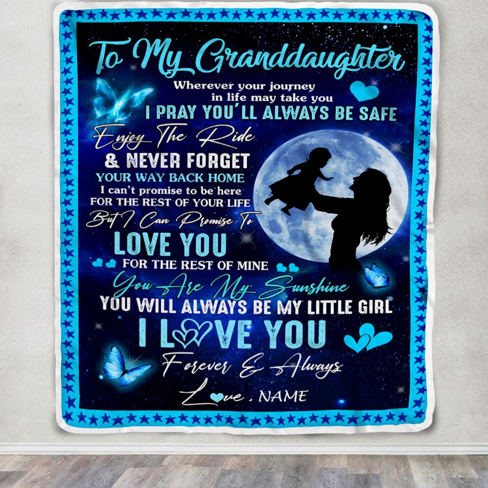 Personalized To My Granddaughter Blanket From Grandma Nana Wherever Your Journey My Little Girl Granddaughter Birthday Christmas Customized Fleece Blanket | teecentury