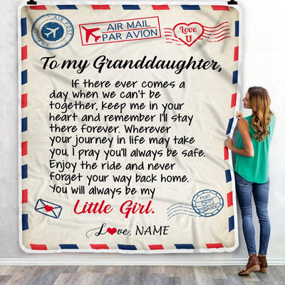 Personalized To My Granddaughter Blanket From Grandma Papa Air Mail Letter Little Girl Granddaughter Birthday Christmas Gift Bed Quilt Fleece Throw Blanket Blanket | Teecentury.com