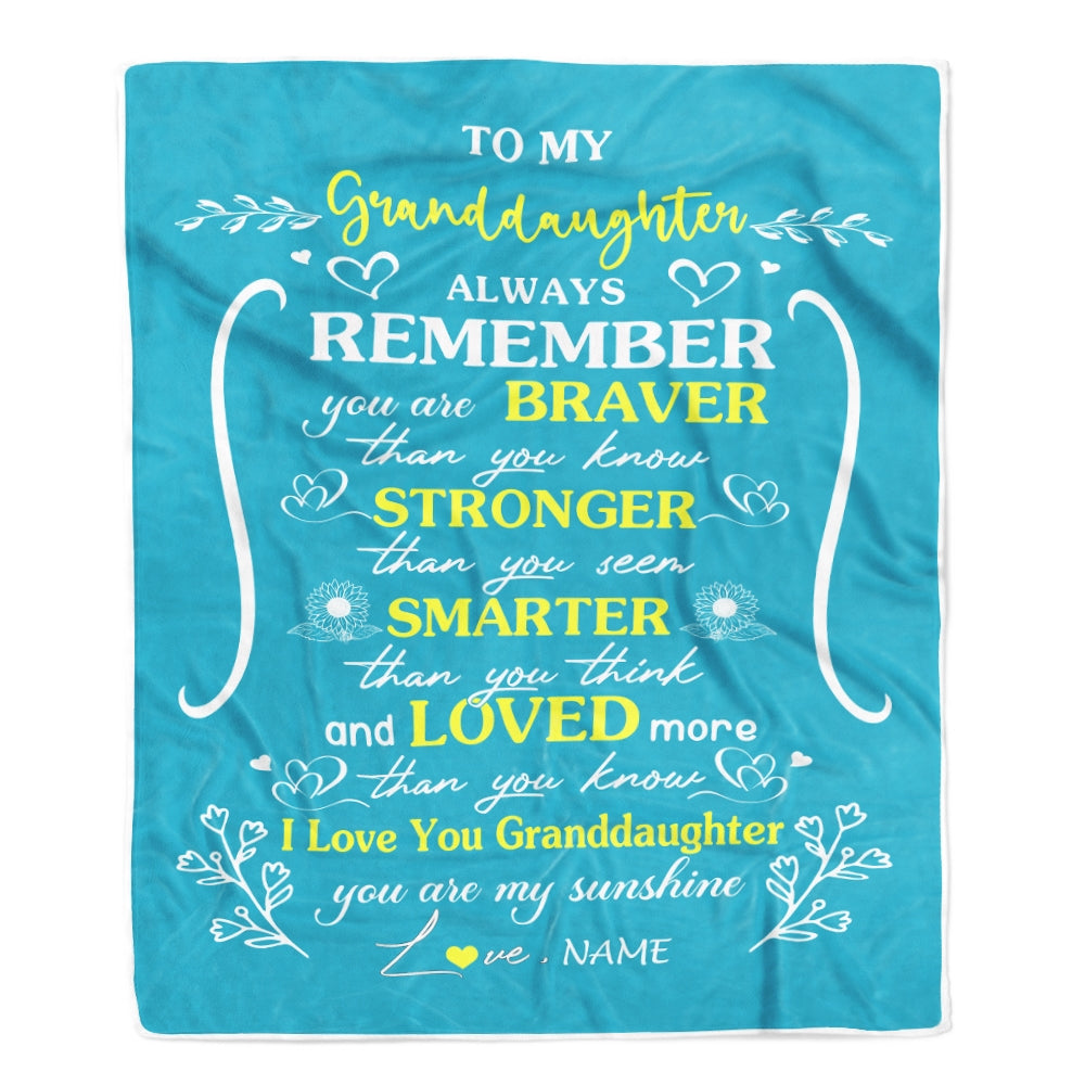 Personalized To My Granddaughter Blanket From Grandma Papa Mother Teal I Love You Granddaughter Birthday Christmas Gift Customized Bed Quilt Fleece Throw Blanket Blanket | Teecentury.com