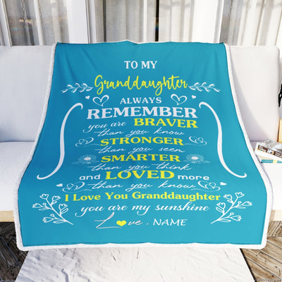Personalized To My Granddaughter Blanket From Grandma Papa Mother Teal I Love You Granddaughter Birthday Christmas Gift Customized Bed Quilt Fleece Throw Blanket Blanket | Teecentury.com