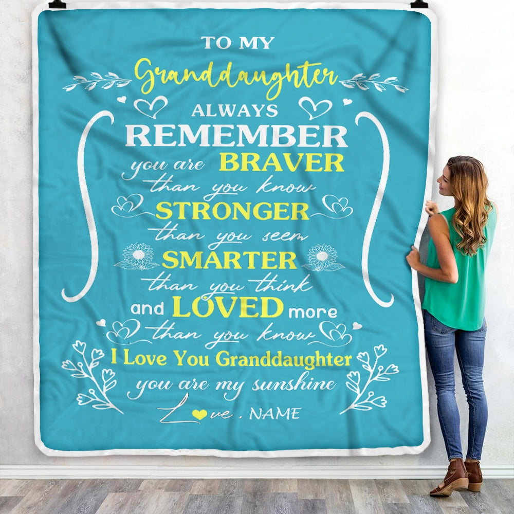 Personalized To My Granddaughter Blanket From Grandma Papa Mother Teal I Love You Granddaughter Birthday Christmas Gift Customized Bed Quilt Fleece Throw Blanket Blanket | Teecentury.com