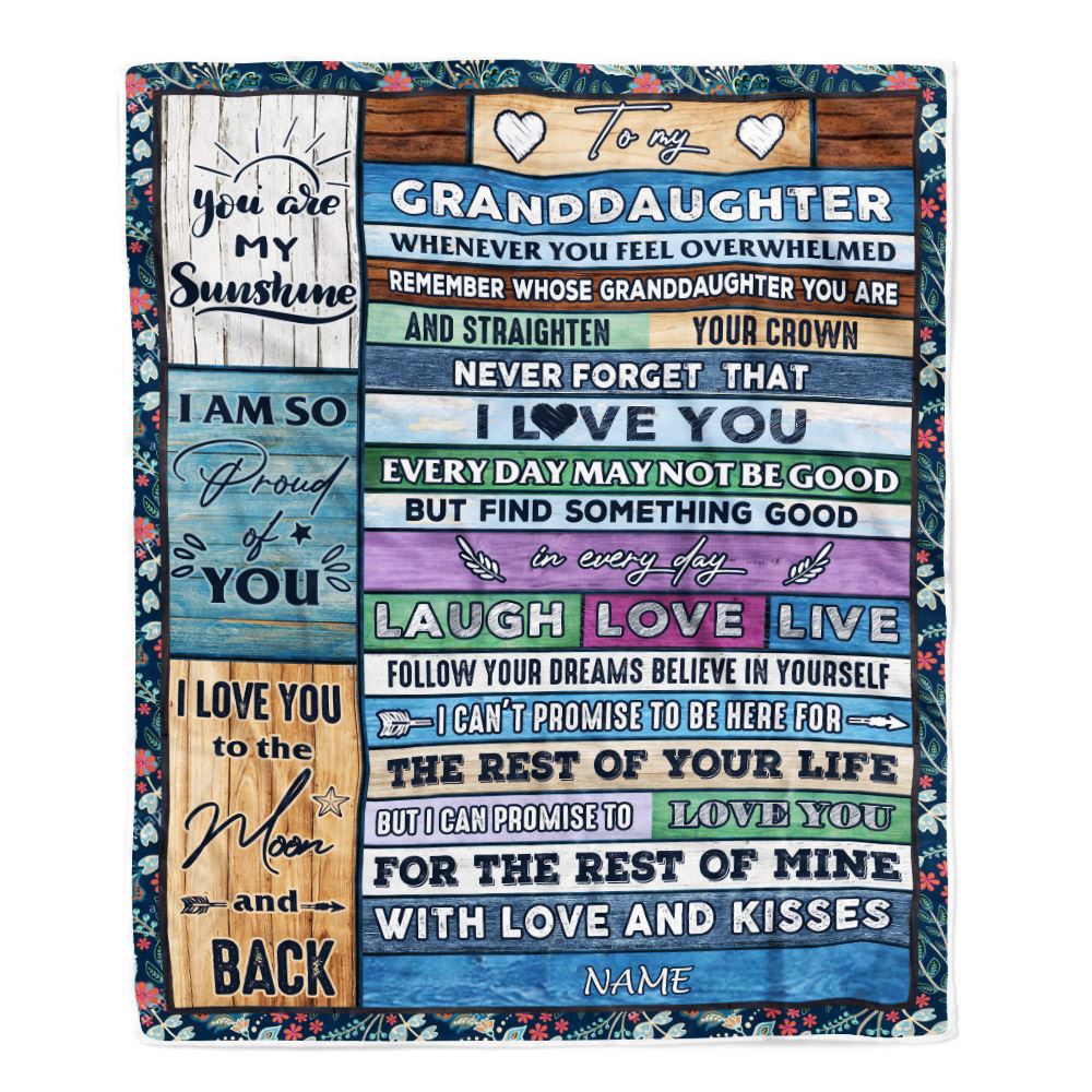 Personalized To My Granddaughter Blanket From Grandma Papa Wood Whenever You Feel Overwhelmed Granddaughter Birthday Christmas Customized Fleece Blanket | teecentury
