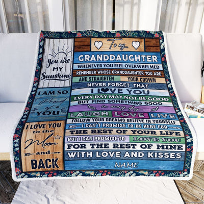 Personalized To My Granddaughter Blanket From Grandma Papa Wood Whenever You Feel Overwhelmed Granddaughter Birthday Christmas Customized Fleece Blanket | teecentury
