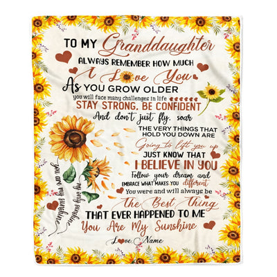 Personalized To My Granddaughter Blanket From Grandma Sunflower Always Remember How Much I Love You Birthday Christmas Gifts Fleece Blanket Blanket | Teecentury.com
