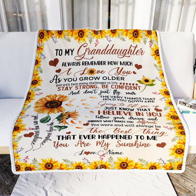Personalized To My Granddaughter Blanket From Grandma Sunflower Always Remember How Much I Love You Birthday Christmas Gifts Fleece Blanket Blanket | Teecentury.com