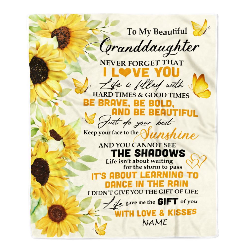 Personalized To My Granddaughter Blanket From Grandma Sunflower I Love You Beautiful Granddaughter Birthday Graduation Christmas Customized Fleece Blanket | teecentury