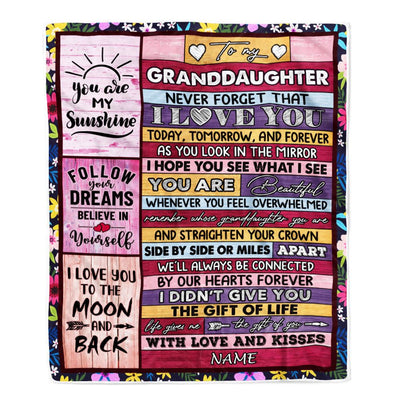 Personalized To My Granddaughter Blanket From Grandma Wood You Are Beautiful Granddaughter Birthday Graduation Christmas Customized Bed Fleece Throw Blanket | teecentury