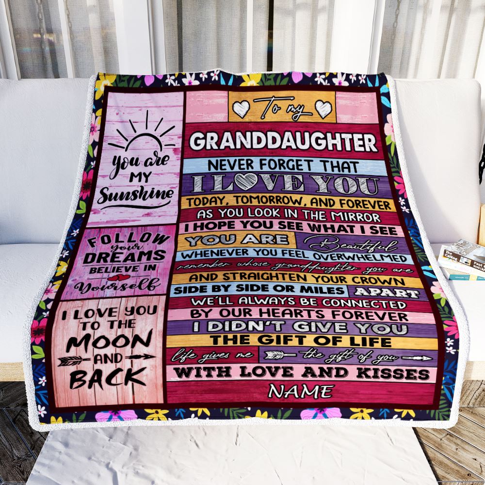 Personalized To My Granddaughter Blanket From Grandma Wood You Are Beautiful Granddaughter Birthday Graduation Christmas Customized Bed Fleece Throw Blanket | teecentury