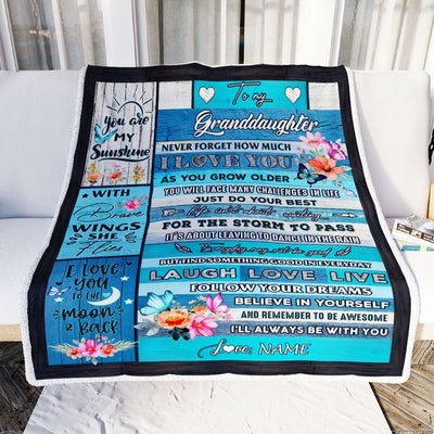 Personalized To My Granddaughter Blanket From Grandmother Never Forget How Much I Love You Butterfly Granddaughter Birthday Christmas Customized Fleece Blanket | teecentury