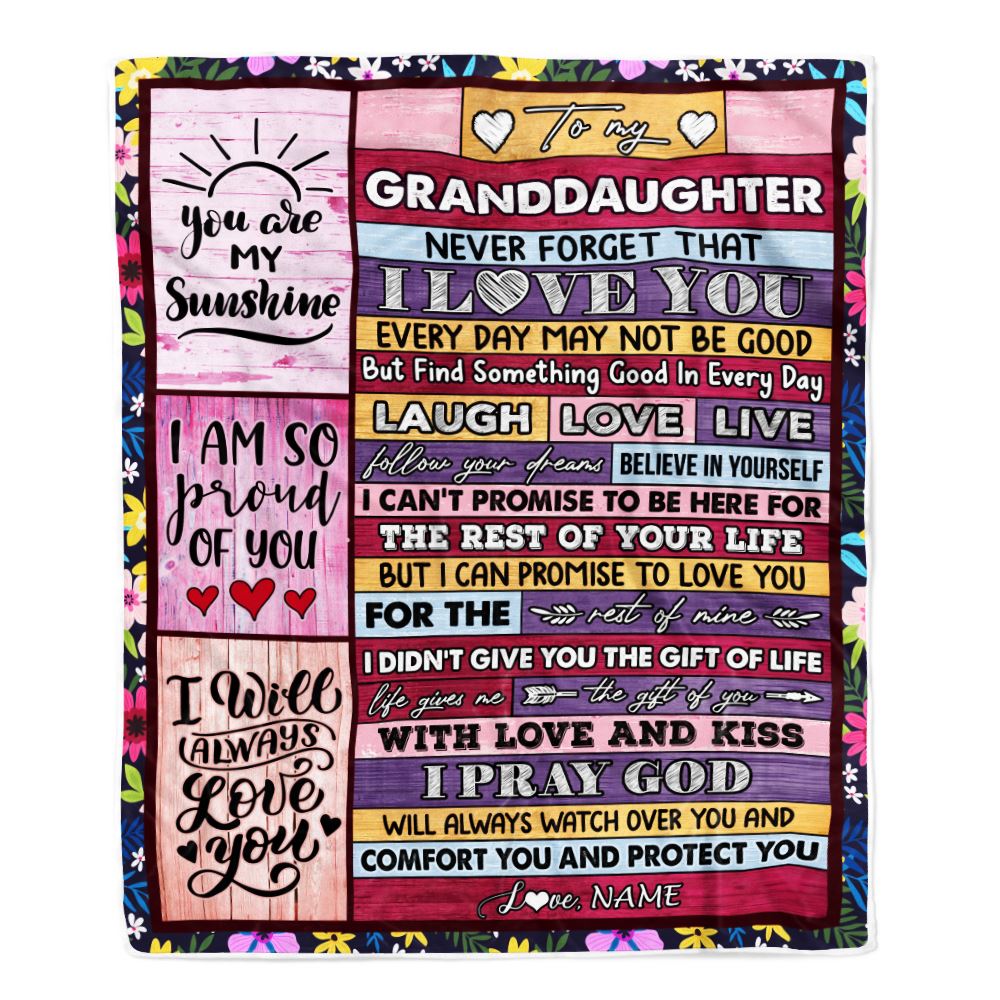 Personalized To My Granddaughter Blanket From Grandpa Grandma Wood You Are My Sunshine I Love You Granddaughter Birthday Christmas Bed Fleece Throw Blanket | teecentury