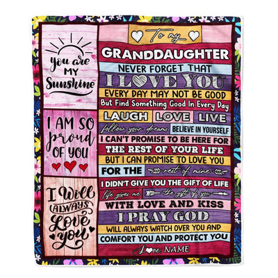 Personalized To My Granddaughter Blanket From Grandpa Grandma Wood You Are My Sunshine I Love You Granddaughter Birthday Christmas Bed Fleece Throw Blanket | teecentury