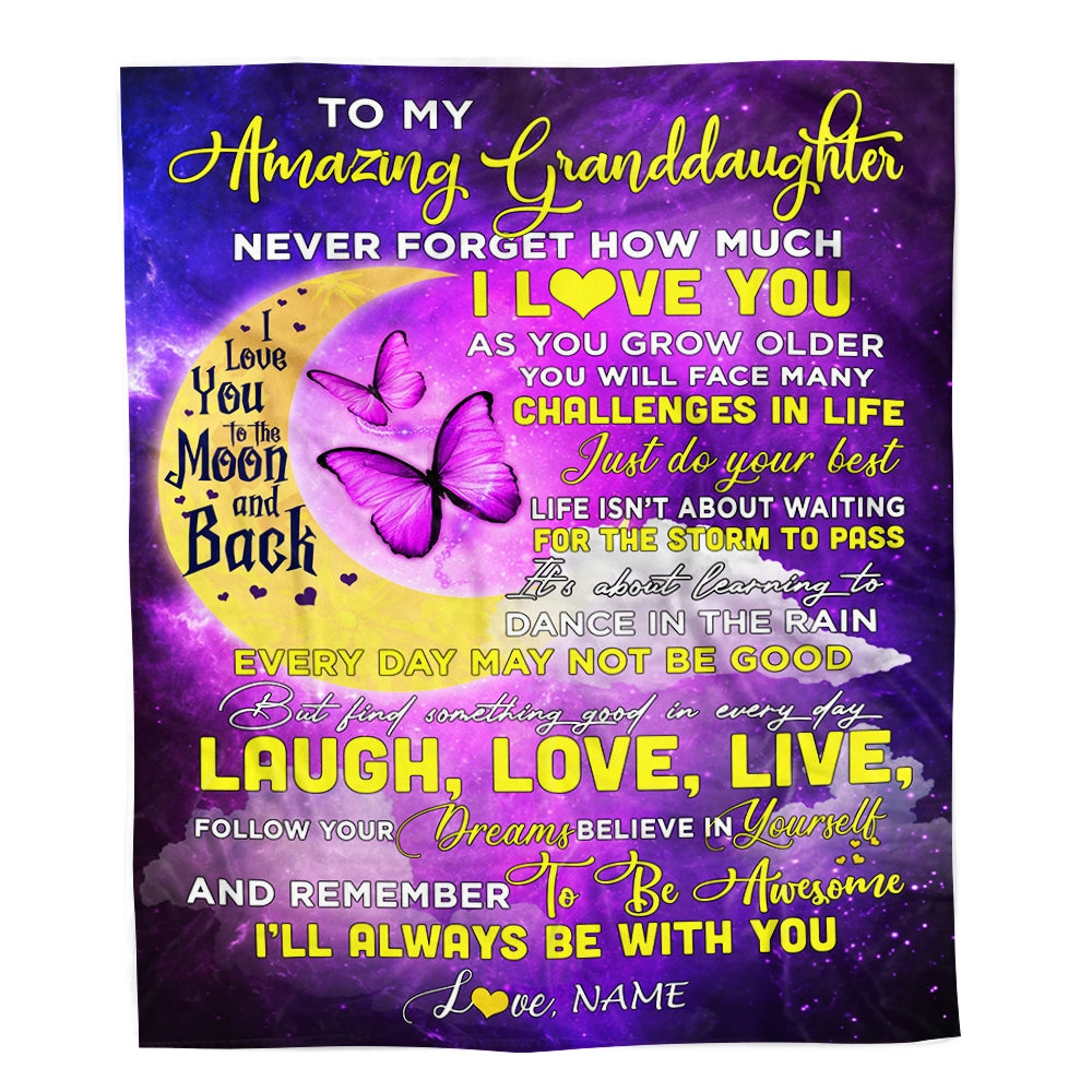 Personalized To My Granddaughter Blanket From Nana Grandma Butterfly Never Forget How Much I Love You Granddaughter Birthday Christmas Fleece Blanket Blanket | Teecentury.com