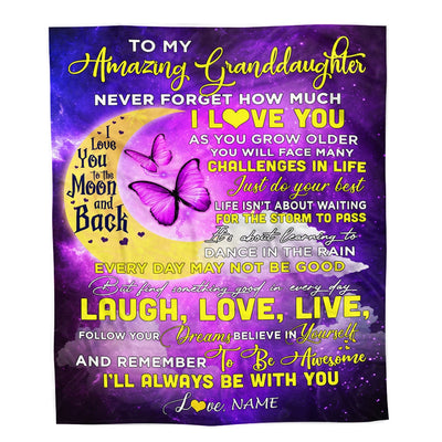 Personalized To My Granddaughter Blanket From Nana Grandma Butterfly Never Forget How Much I Love You Granddaughter Birthday Christmas Fleece Blanket Blanket | Teecentury.com