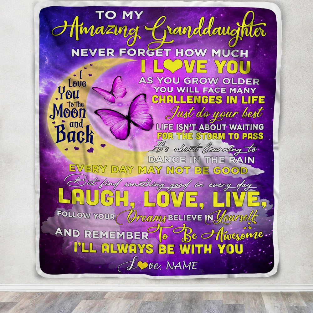 Personalized To My Granddaughter Blanket From Nana Grandma Butterfly Never Forget How Much I Love You Granddaughter Birthday Christmas Fleece Blanket Blanket | Teecentury.com