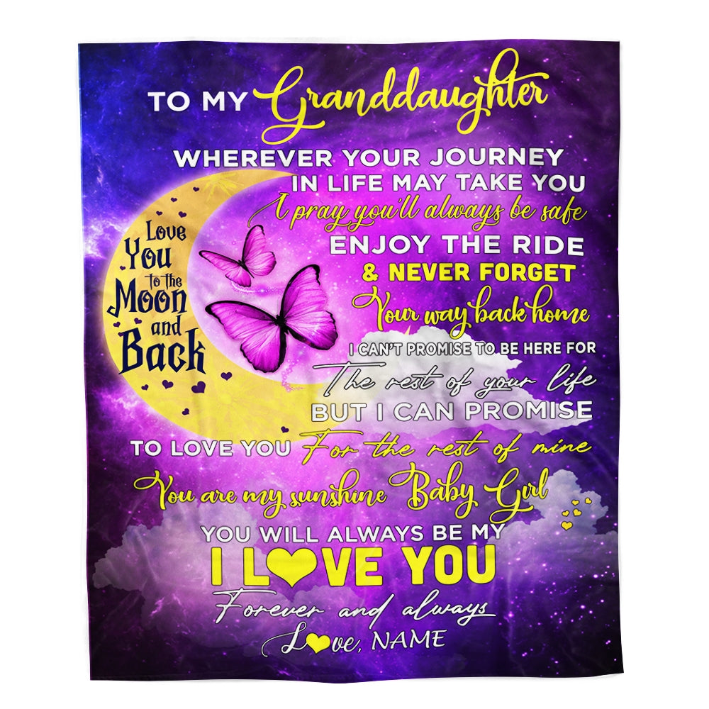 Personalized To My Granddaughter Blanket From Nana Grandma Love You To The Moon And Back Butterfly Granddaughter Birthday Christmas Customized Fleece Blanket Blanket | Teecentury.com