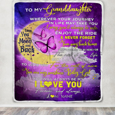 Personalized To My Granddaughter Blanket From Nana Grandma Love You To The Moon And Back Butterfly Granddaughter Birthday Christmas Customized Fleece Blanket Blanket | Teecentury.com