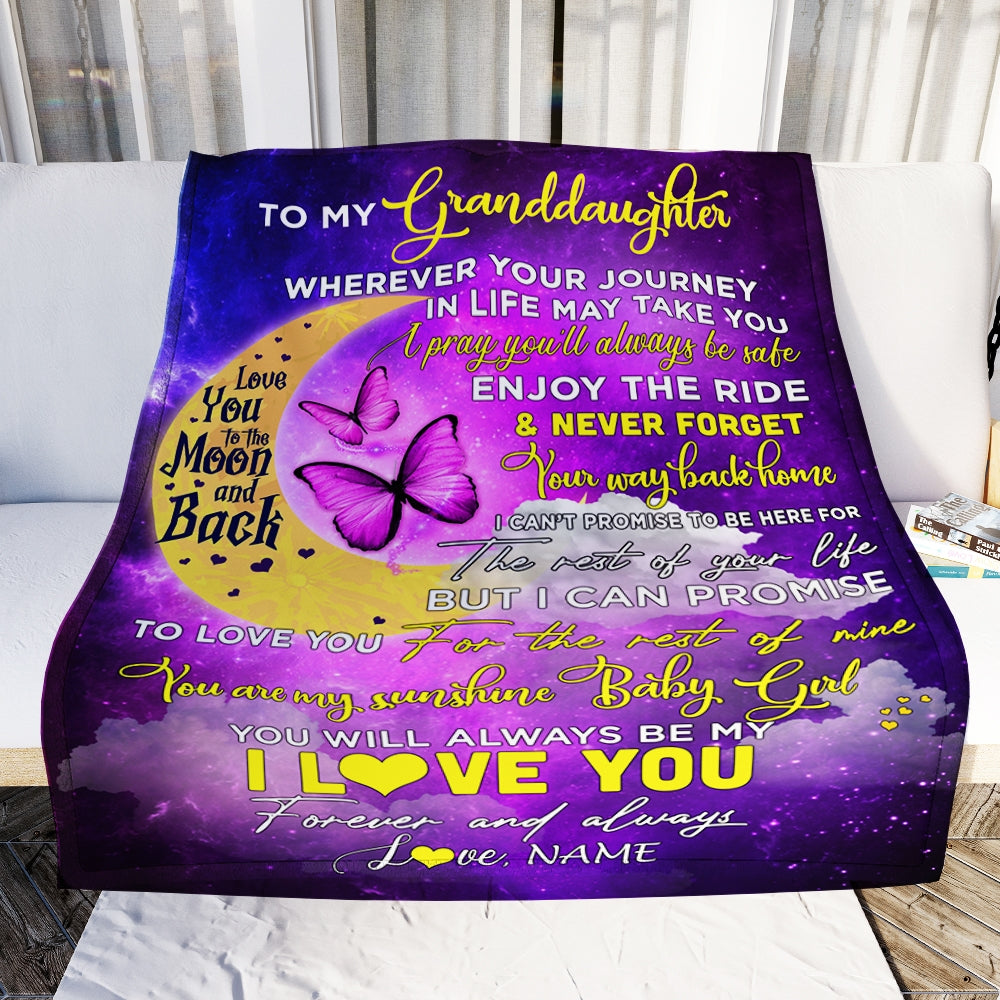 Personalized To My Granddaughter Blanket From Nana Grandma Love You To The Moon And Back Butterfly Granddaughter Birthday Christmas Customized Fleece Blanket Blanket | Teecentury.com