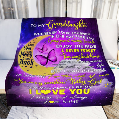 Personalized To My Granddaughter Blanket From Nana Grandma Love You To The Moon And Back Butterfly Granddaughter Birthday Christmas Customized Fleece Blanket Blanket | Teecentury.com