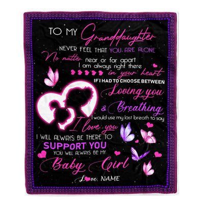 Personalized To My Granddaughter Blanket from Grandma Nana Mimi You Will Always Be My Baby Girl Butterfly Birthday Christmas Customized Fleece Blanket Blanket | Teecentury.com