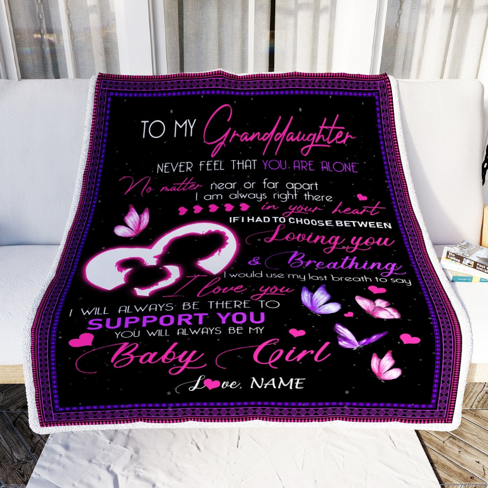 Personalized To My Granddaughter Blanket from Grandma Nana Mimi You Will Always Be My Baby Girl Butterfly Birthday Christmas Customized Fleece Blanket Blanket | Teecentury.com