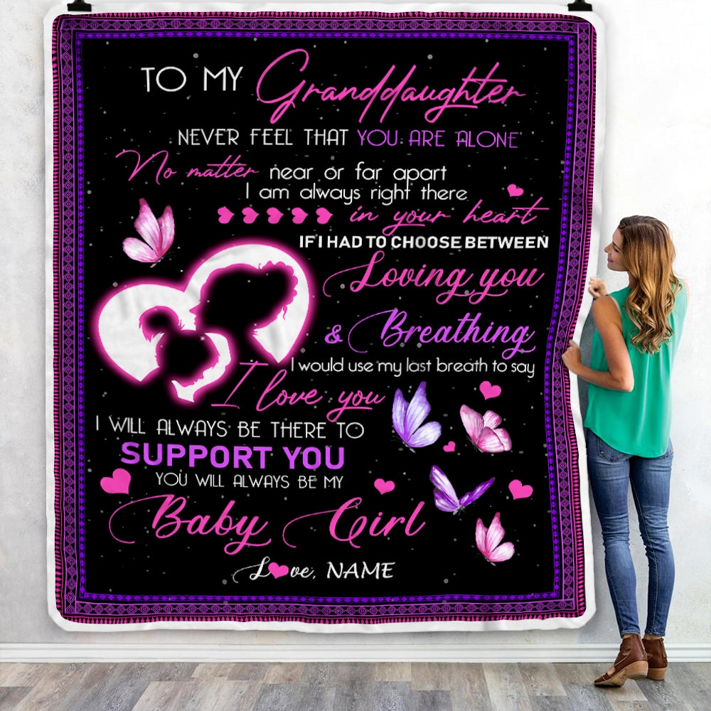 Personalized To My Granddaughter Blanket from Grandma Nana Mimi You Will Always Be My Baby Girl Butterfly Birthday Christmas Customized Fleece Blanket Blanket | Teecentury.com