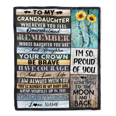 Personalized To My Granddaughter Blanket from Grandma Nana Wood Whenever You Feel Overwhelmed Remember Whose Granddaughter Birthday Christmas Fleece Blanket Blanket | Teecentury.com