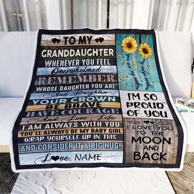 Personalized To My Granddaughter Blanket from Grandma Nana Wood Whenever You Feel Overwhelmed Remember Whose Granddaughter Birthday Christmas Fleece Blanket Blanket | Teecentury.com