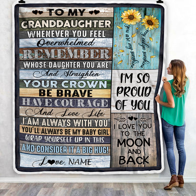 Personalized To My Granddaughter Blanket from Grandma Nana Wood Whenever You Feel Overwhelmed Remember Whose Granddaughter Birthday Christmas Fleece Blanket Blanket | Teecentury.com