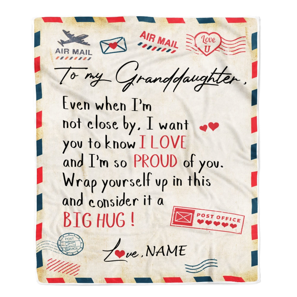 Personalized To My Granddaughter Blanket from Grandma Papa Proud Of You Air Mail Letter Granddaughter Birthday Christmas Gift Bed Quilt Fleece Throw Blanket Blanket | Teecentury.com