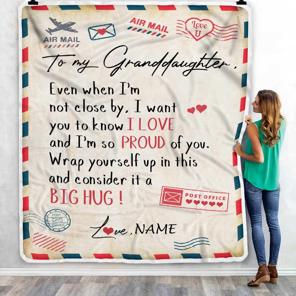 Personalized To My Granddaughter Blanket from Grandma Papa Proud Of You Air Mail Letter Granddaughter Birthday Christmas Gift Bed Quilt Fleece Throw Blanket Blanket | Teecentury.com