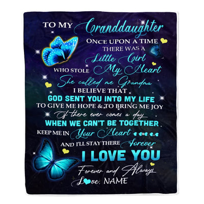 Personalized To My Granddaughter From Grandma Blanket Once Upon A Time Butterfly Birthday Graduation Christmas Gift Bed Quilt Fleece Throw Blanket Blanket | Teecentury.com
