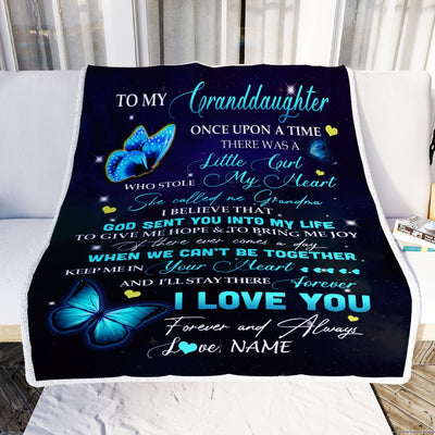 Personalized To My Granddaughter From Grandma Blanket Once Upon A Time Butterfly Birthday Graduation Christmas Gift Bed Quilt Fleece Throw Blanket Blanket | Teecentury.com