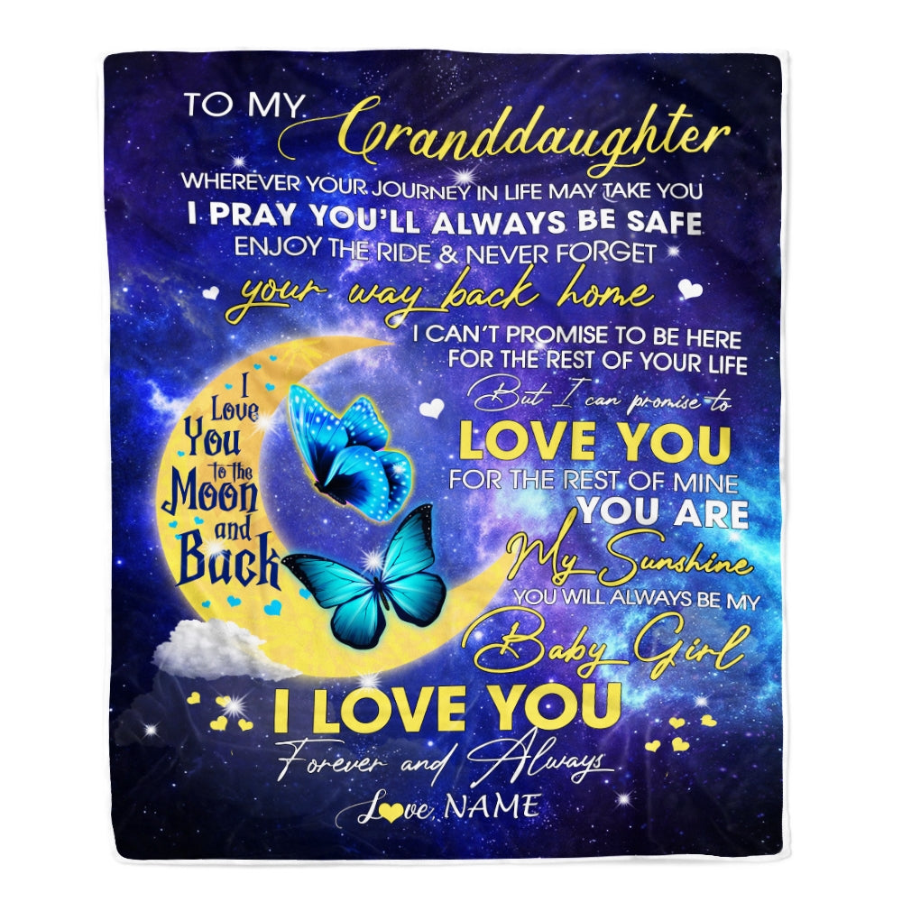 Personalized To My Granddaughter From Grandma Grandpa Blanket You Are My Sunshine Butterfly Birthday Graduation Christmas Gift Bed Quilt Fleece Throw Blanket Blanket | Teecentury.com