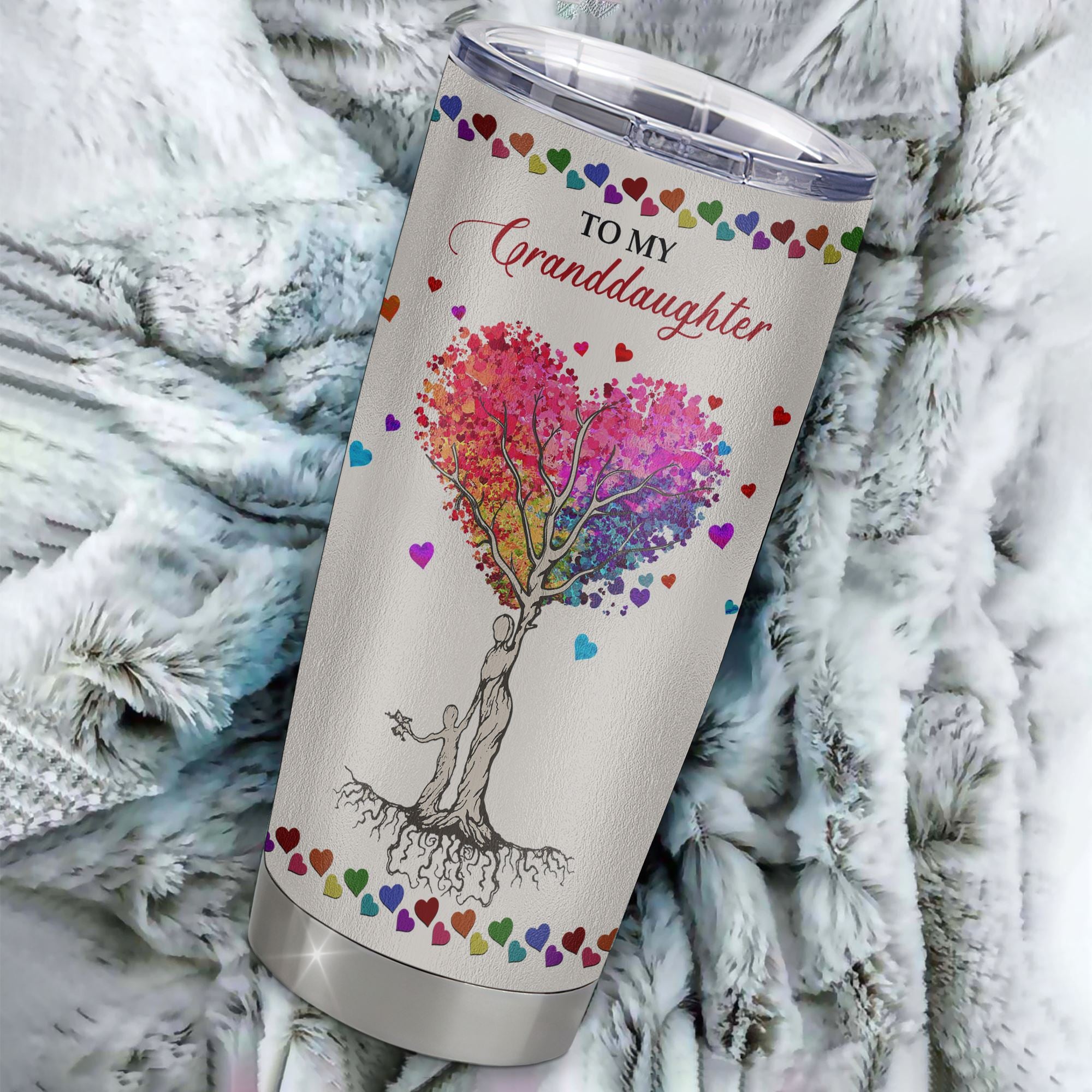 Personalized To My Granddaughter From Grandma Stainless Steel Tumbler Cup Colorful Tree Never Forget I Love You Granddaughter Birthday Graduation Christmas Travel Mug | teecentury