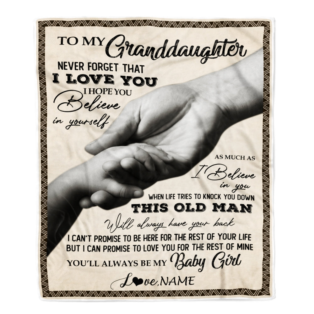 Personalized To My Granddaughter From Grandpa Papa Never Forget That I Love You Great Birthday Graduation Christmas Bed Quilt Fleece Throw Blanket Blanket | Teecentury.com