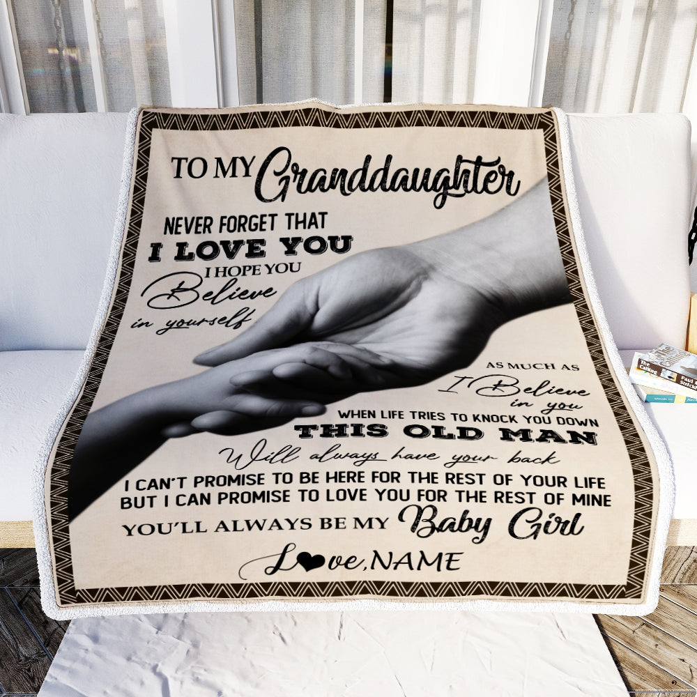 Personalized To My Granddaughter From Grandpa Papa Never Forget That I Love You Great Birthday Graduation Christmas Bed Quilt Fleece Throw Blanket Blanket | Teecentury.com