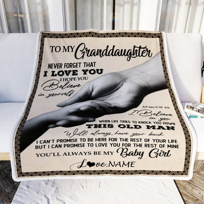 Personalized To My Granddaughter From Grandpa Papa Never Forget That I Love You Great Birthday Graduation Christmas Bed Quilt Fleece Throw Blanket Blanket | Teecentury.com