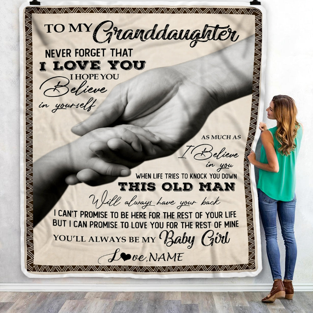 Personalized To My Granddaughter From Grandpa Papa Never Forget That I Love You Great Birthday Graduation Christmas Bed Quilt Fleece Throw Blanket Blanket | Teecentury.com