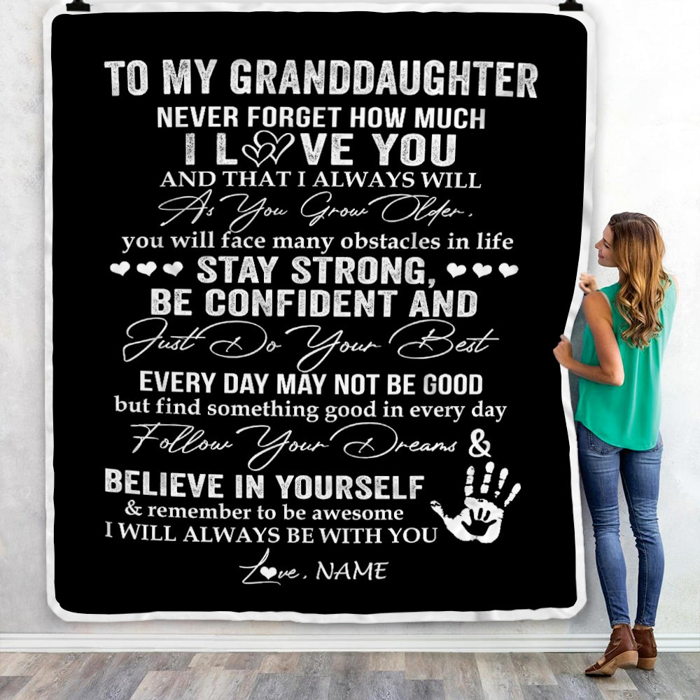 Personalized To My Granddaughter I Love You Forever From Grandma Grandpa Nana Birthday Christmas Thanksgiving Graduation Customized Fleece Blanket Blanket | Teecentury.com