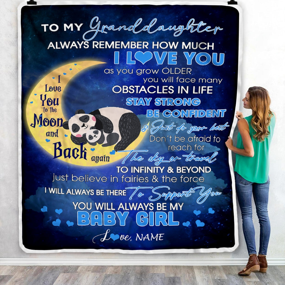 Personalized To My Granddaughter I Love You Forever From Grandma Grandpa Nana Panda Birthday Christmas Thanksgiving Graduation Customized Fleece Blanket Blanket | Teecentury.com
