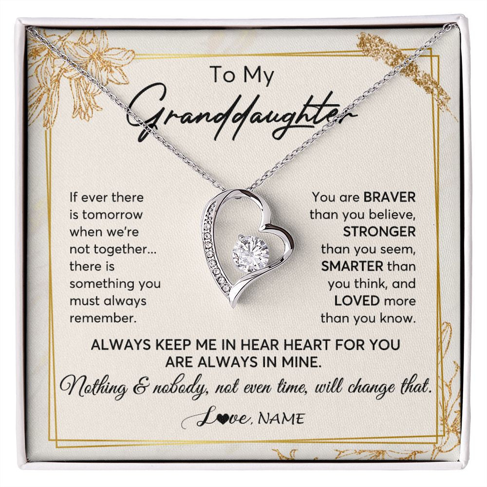 Forever Love Necklace | Personalized To My Granddaughter Necklace From Grandma Always Keep Me In Your Heart Granddaughter Birthday Graduation Christmas Customized Gift Box Message Card | teecentury