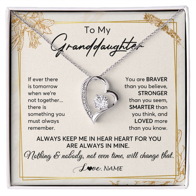 Forever Love Necklace | Personalized To My Granddaughter Necklace From Grandma Always Keep Me In Your Heart Granddaughter Birthday Graduation Christmas Customized Gift Box Message Card | teecentury