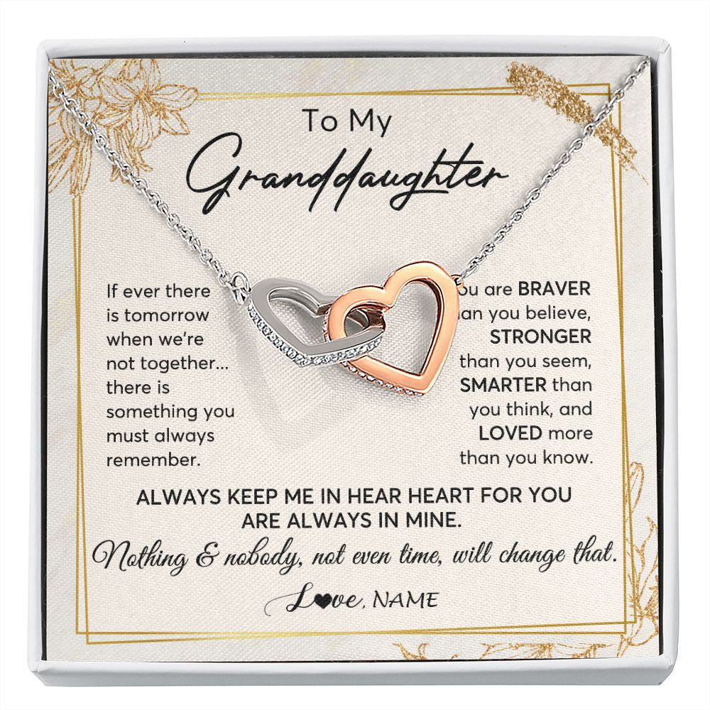 Interlocking Hearts Necklace | Personalized To My Granddaughter Necklace From Grandma Always Keep Me In Your Heart Granddaughter Birthday Graduation Christmas Customized Gift Box Message Card | teecentury