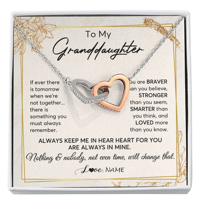 Interlocking Hearts Necklace | Personalized To My Granddaughter Necklace From Grandma Always Keep Me In Your Heart Granddaughter Birthday Graduation Christmas Customized Gift Box Message Card | teecentury