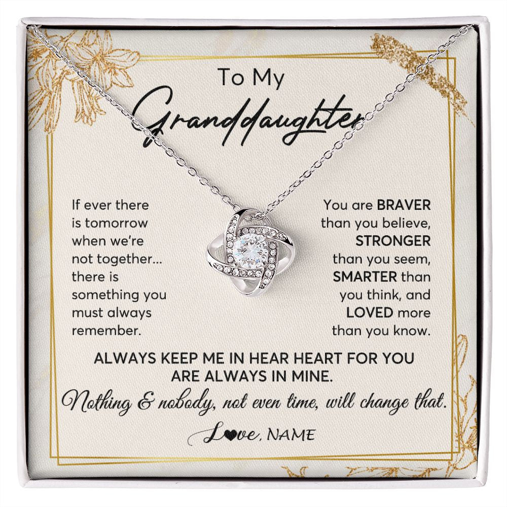 Love Knot Necklace | Personalized To My Granddaughter Necklace From Grandma Always Keep Me In Your Heart Granddaughter Birthday Graduation Christmas Customized Gift Box Message Card | teecentury