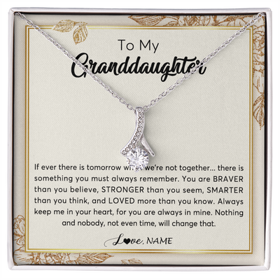 Alluring Beauty Necklace | Personalized To My Granddaughter Necklace From Grandma Braver Stronger Smarter Loved Granddaughter Jewelry Birthday Christmas Customized Gift Box Message Card | teecentury