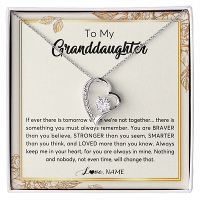 Forever Love Necklace | Personalized To My Granddaughter Necklace From Grandma Braver Stronger Smarter Loved Granddaughter Jewelry Birthday Christmas Customized Gift Box Message Card | teecentury