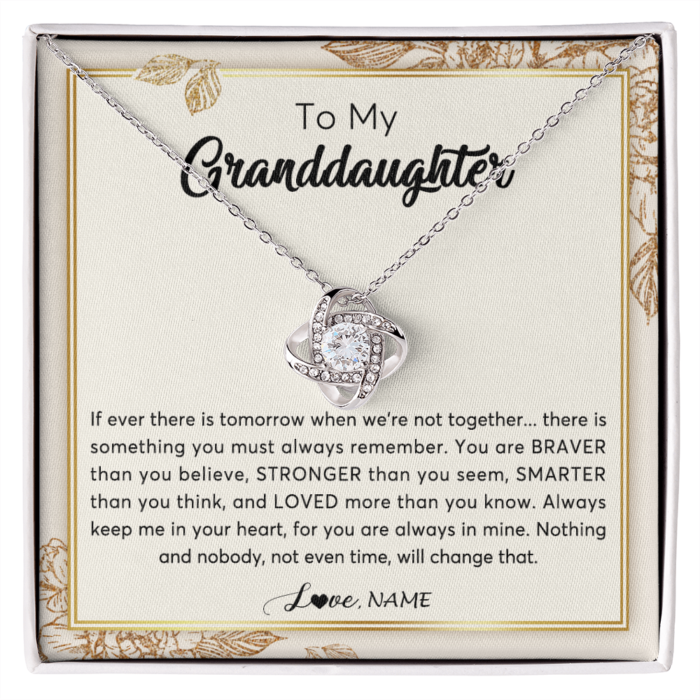 Love Knot Necklace | Personalized To My Granddaughter Necklace From Grandma Braver Stronger Smarter Loved Granddaughter Jewelry Birthday Christmas Customized Gift Box Message Card | teecentury